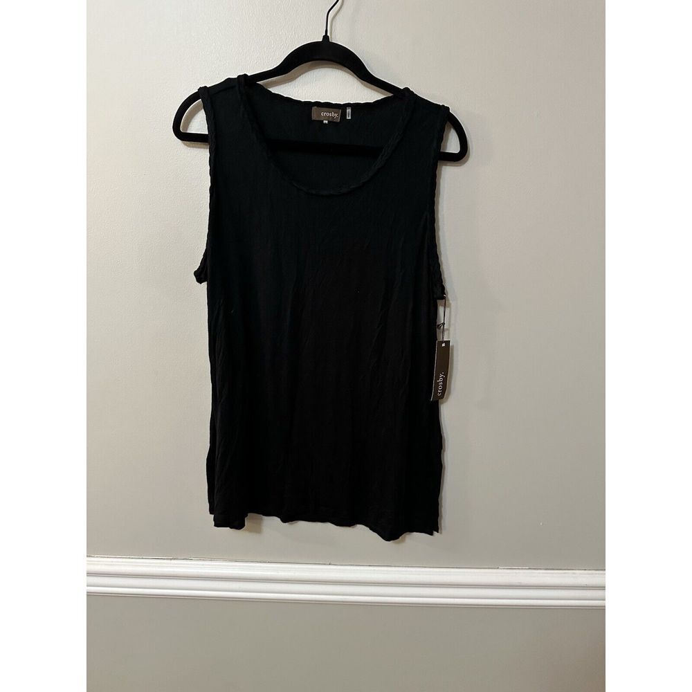 Crosby Women Black‎ Sleeveless Blouse XL Twisted Hem